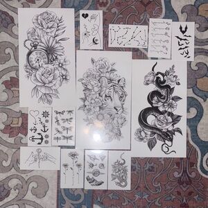 Black and White Temporary Tattoo Set